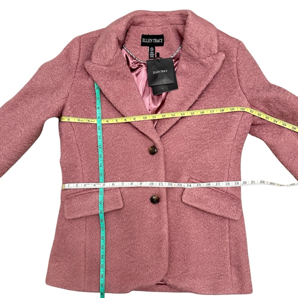 ELLEN TRACY Blazer 2-Button Coat Jacket Pink Flat Boucle Sz Small $229 MSRP NWT - Picture 9 of 11